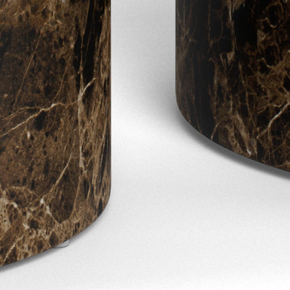 Dice Double Oval Coffee Table Set Large Brown Marble 2 Piece Set 58cm and 50cm