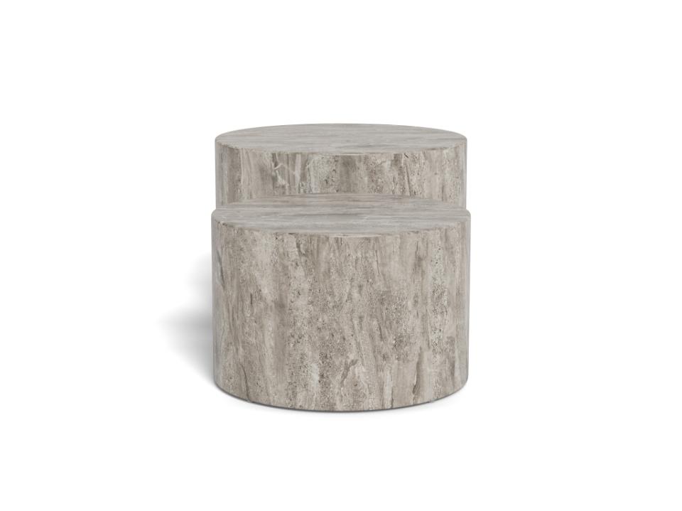 Dice Double Oval Coffee Table Set Large Grey Marble 2 Piece Set 58cm and 50cm