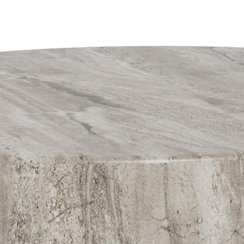 Dice Double Oval Coffee Table Set Large Grey Marble 2 Piece Set 58cm and 50cm