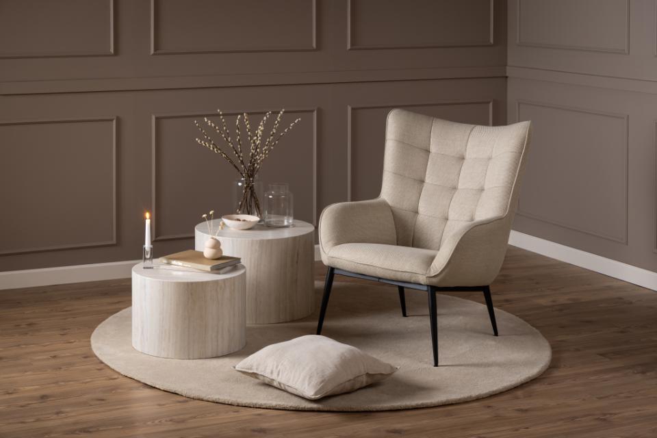 Dice Double Oval Coffee Table Set Large Travertine 2 Piece Set 58cm and 50cm