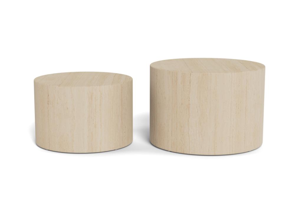 Dice Double Oval Coffee Table Set Large Travertine 2 Piece Set 58cm and 50cm