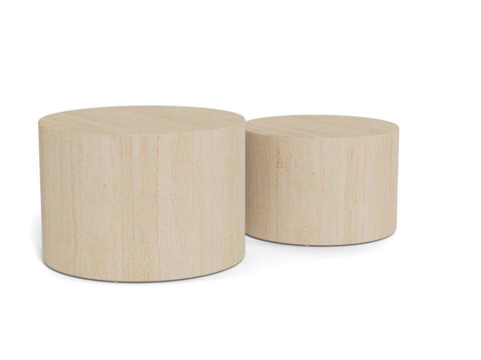 Dice Double Oval Coffee Table Set Large Travertine 2 Piece Set 58cm and 50cm