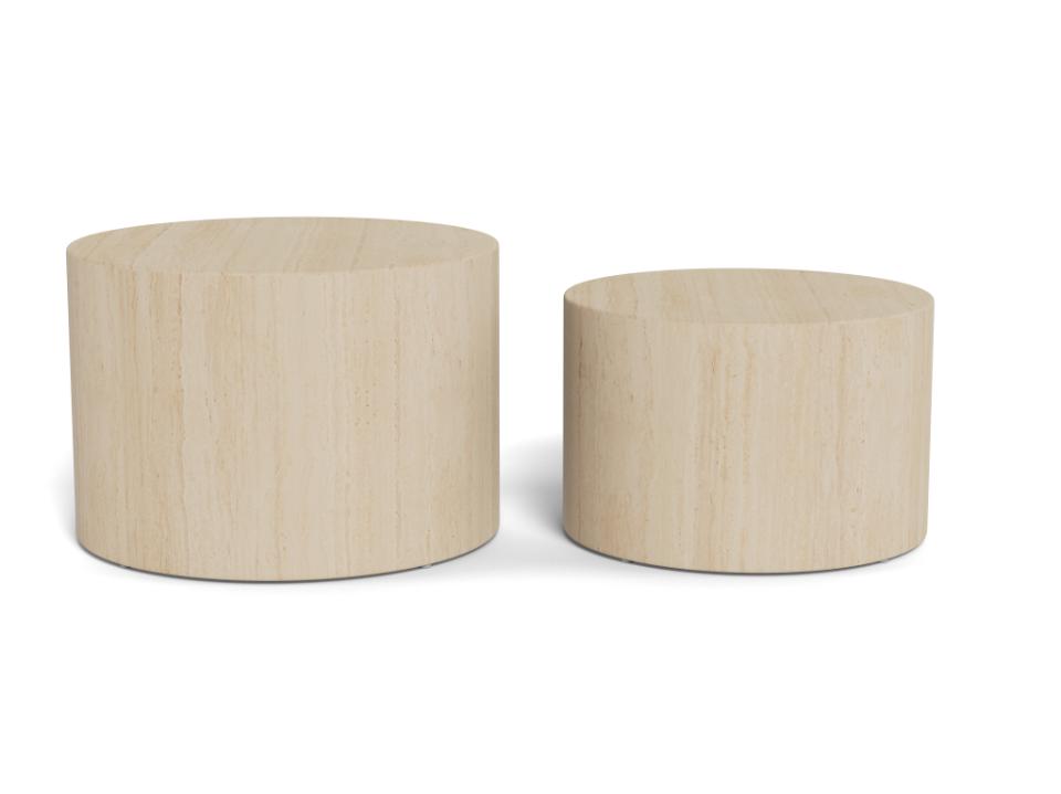 Dice Double Oval Coffee Table Set Large Travertine 2 Piece Set 58cm and 50cm