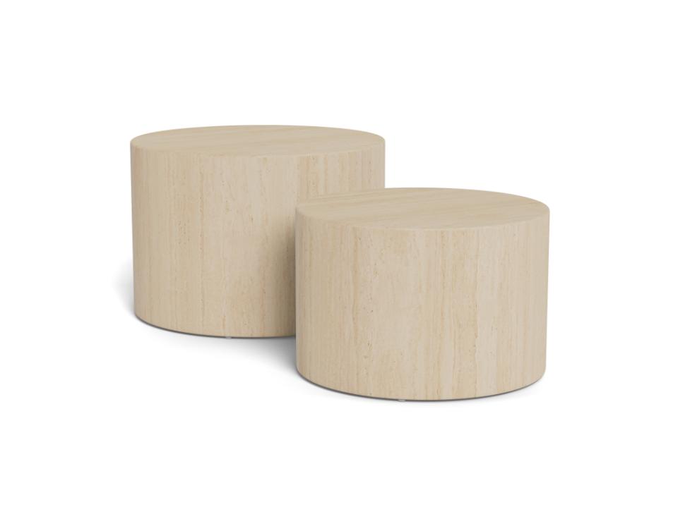 Dice Double Oval Coffee Table Set Large Travertine 2 Piece Set 58cm and 50cm