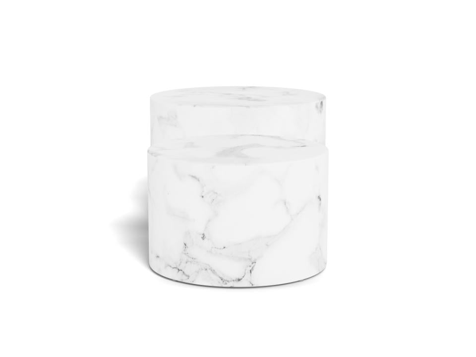 Dice Double Oval Coffee Table Set Large White Marble 2 Piece Set 58cm and 50cm