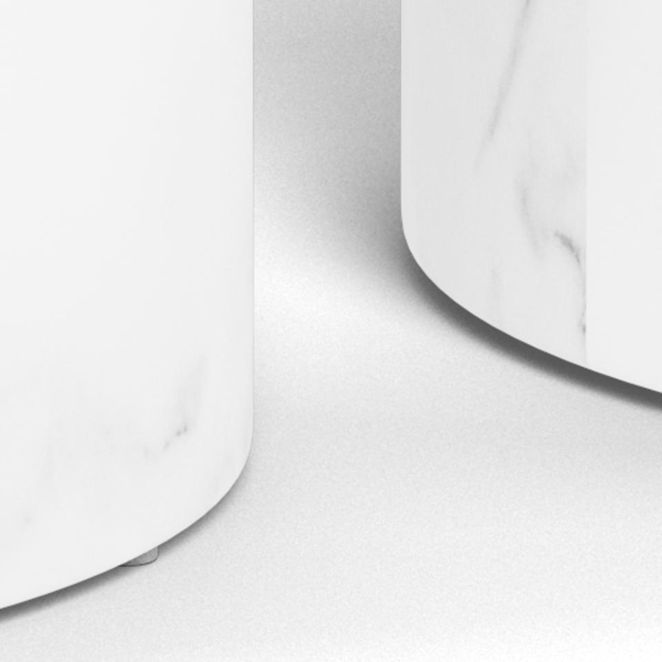 Dice Double Oval Coffee Table Set Large White Marble 2 Piece Set 58cm and 50cm