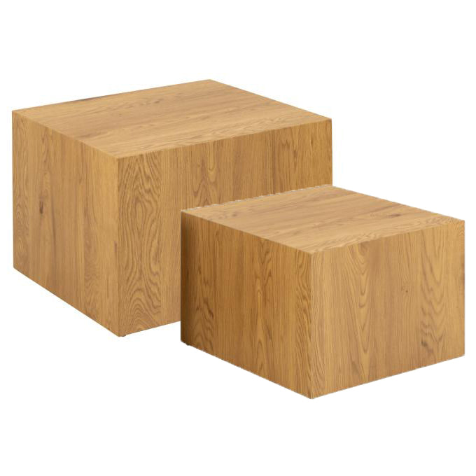 Dice Double Designer Coffee Table Set In Wild Oak 2 Pieces 58cm
