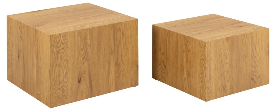 Dice Double Designer Coffee Table Set In Wild Oak 2 Pieces 58cm