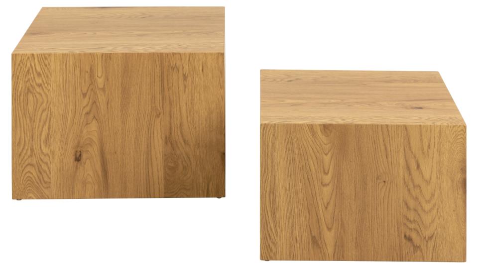 Dice Double Designer Coffee Table Set In Wild Oak 2 Pieces 58cm