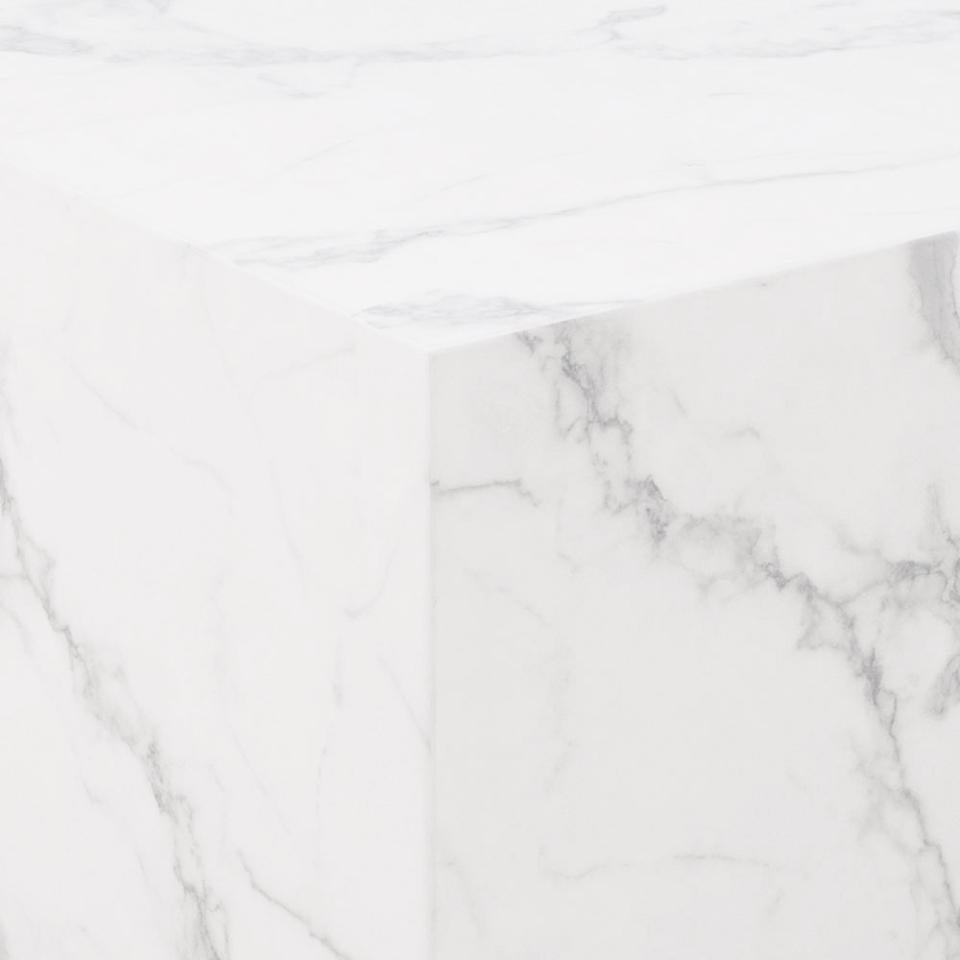 Dice Double Designer Coffee Table Set In White Marble 2 Pieces 58cm