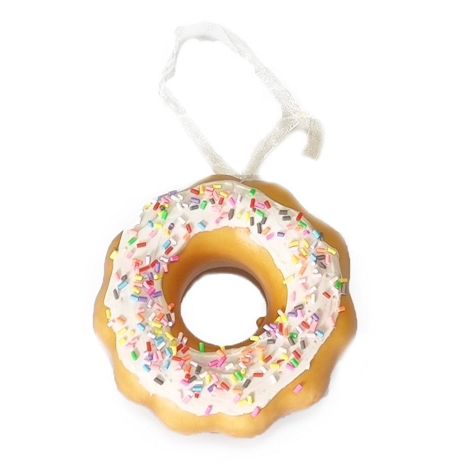 Doughnut Hanging Decoration Ornament With Realistic Icing Sprinkles 10x10cm
