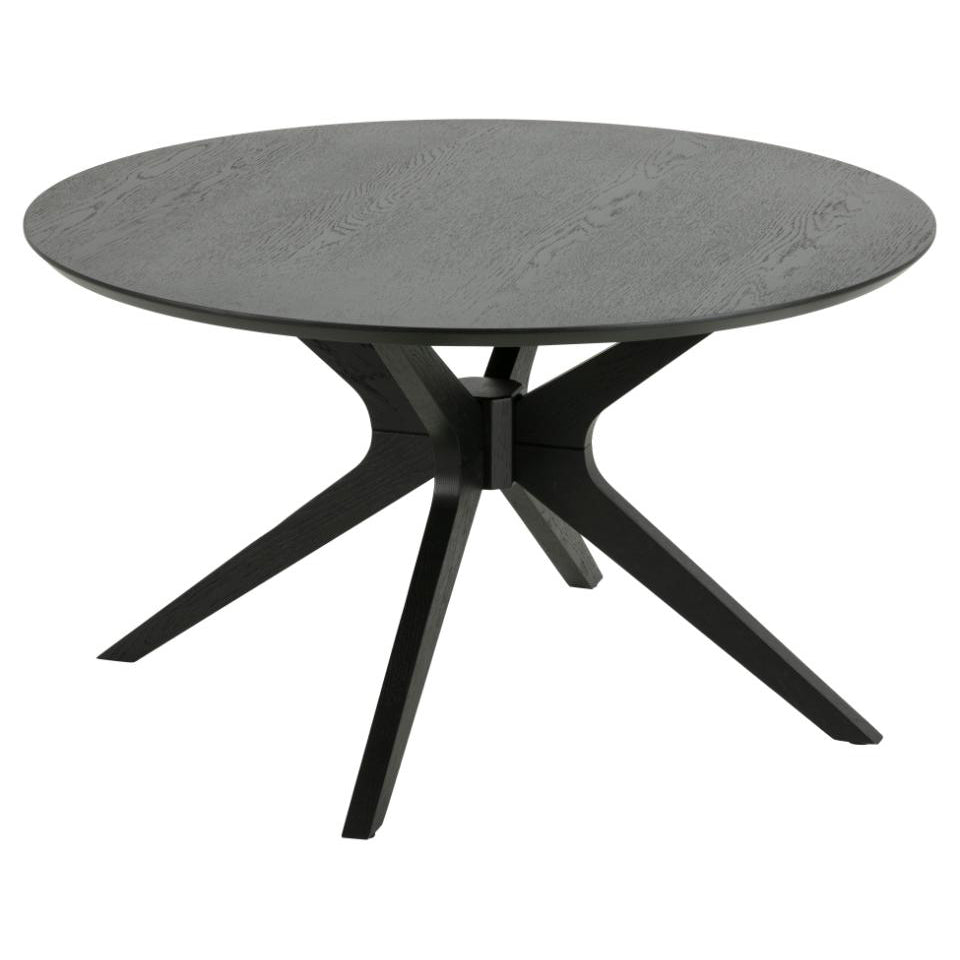Duncan 80cm Black Oak Coffee Table With Round Top And Cross Legs