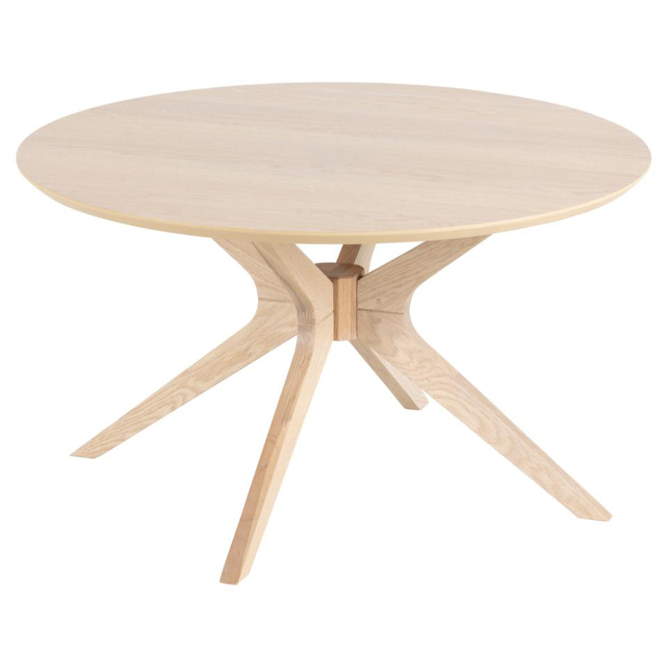 Duncan 80cm White Oak Coffee Table With Round Top And Cross Legs