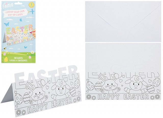 Colour Your Own Easter Cards, 4 Cards with Envelopes in 2 Designs with 4 pens