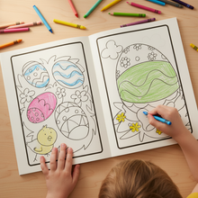 Load image into Gallery viewer, Easter Colouring Book With Pencils Perfect For Prizes, Visiting Family, Rainy Days, Easter Fetes, Fayres Or Egg Hunts
