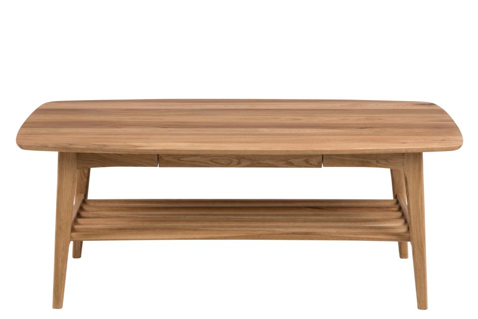 Emma Large Oak Coffee Table With Shelf and Drawer 130x70cm