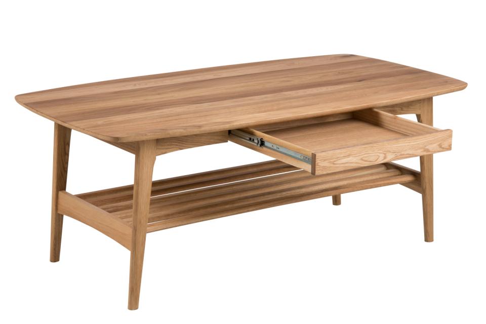 Emma Large Oak Coffee Table With Shelf and Drawer 130x70cm