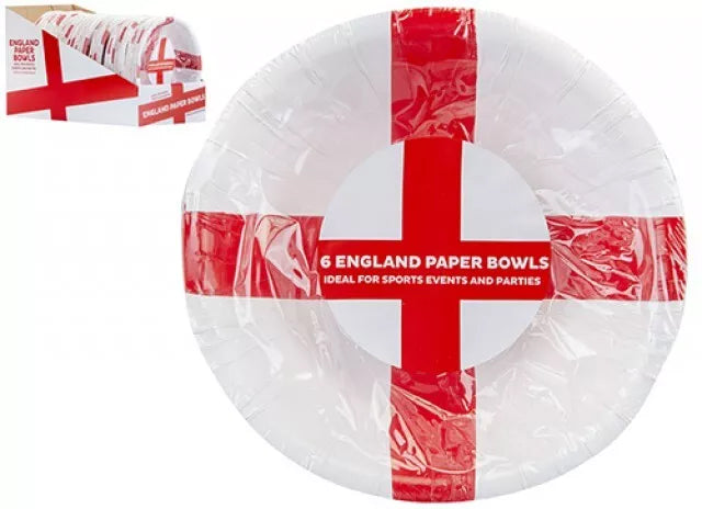 England Paper Bowls Pack Of 6 St George Flag Premium Disposable Party Supplies