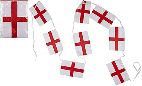 England St George 20ft Fabric Bunting 10 Flags Each 12x8 Inch 20 Foot Long