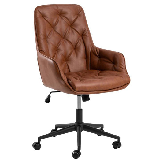 Erik Faux Leather Home Office Desk Chair With Armrests, Brake Castors, Gas lift And Swivel