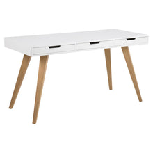 Load image into Gallery viewer, Estelle Office Desk With 3 Drawers White Wooden Legs Spacious 142cm
