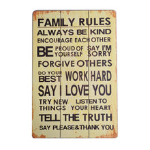 Load image into Gallery viewer, Family Rules Large Hanging Wall Art Decoration Wooden Sign Home Decor 45x30cm
