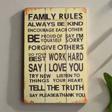 Load image into Gallery viewer, Family Rules Large Hanging Wall Art Decoration Wooden Sign Home Decor 45x30cm
