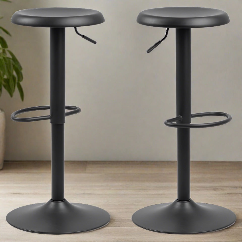 Finch Designer Metal Bar Stools, Set Of 2 Trendy Barstools With Footrest And Lift Function