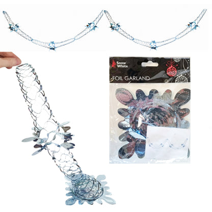 Blue Silver Foil Christmas Decorations Hanging Garland Xmas Decs Choose From 7 Designs