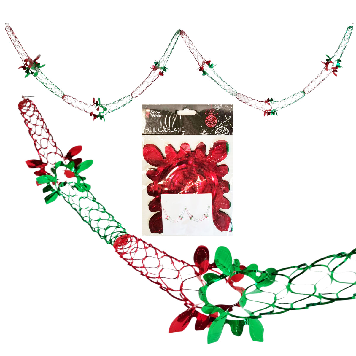 Red Green Foil Christmas Decorations Hanging Garland Xmas Decs Choose From 7 Designs