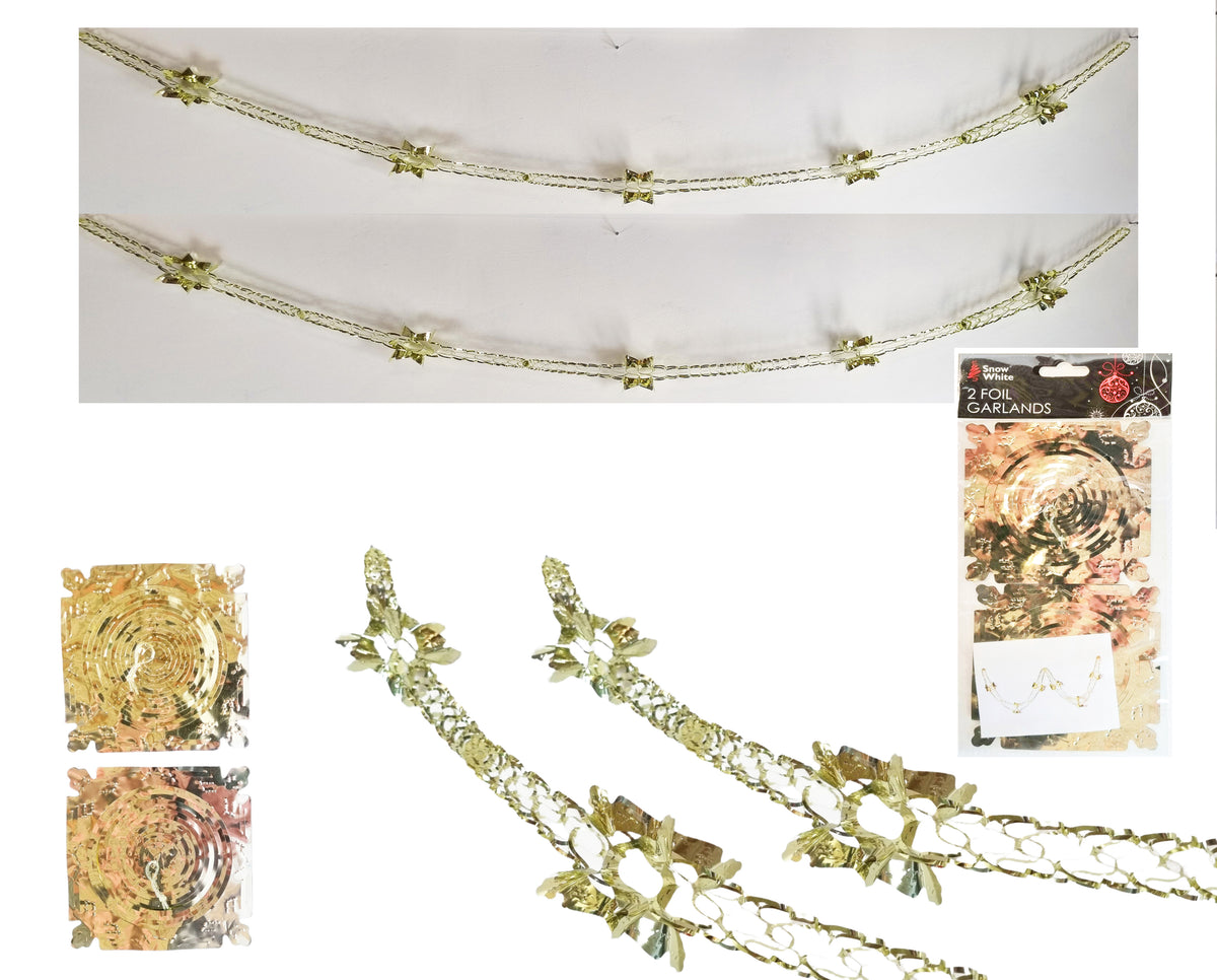 Gold Foil Christmas Decorations Hanging Garland Xmas Decs Choose From 7 Designs