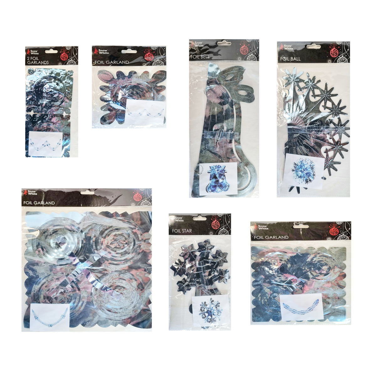 Blue Silver Foil Christmas Decorations Hanging Garland Xmas Decs Choose From 7 Designs