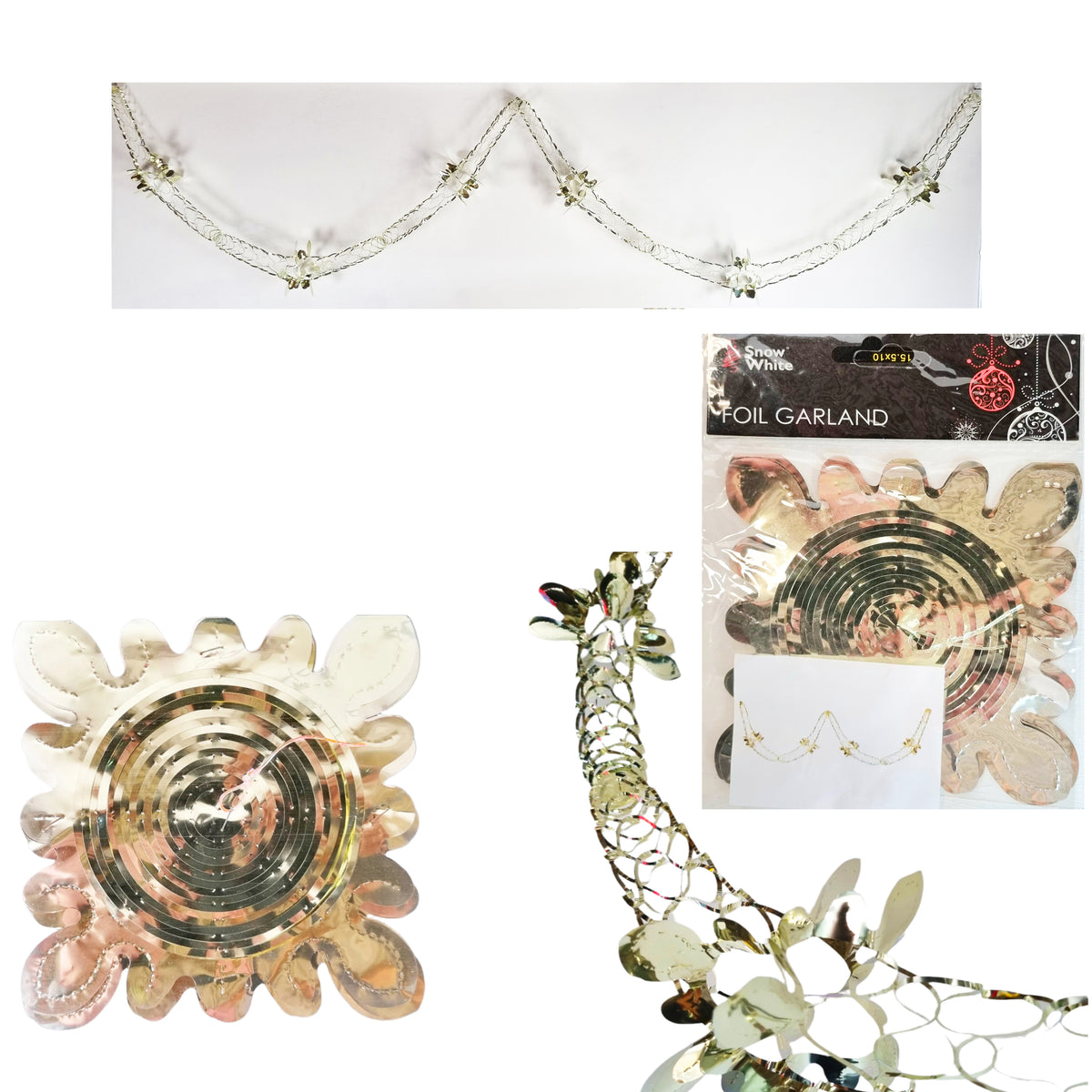 Gold Foil Christmas Decorations Hanging Garland Xmas Decs Choose From 7 Designs