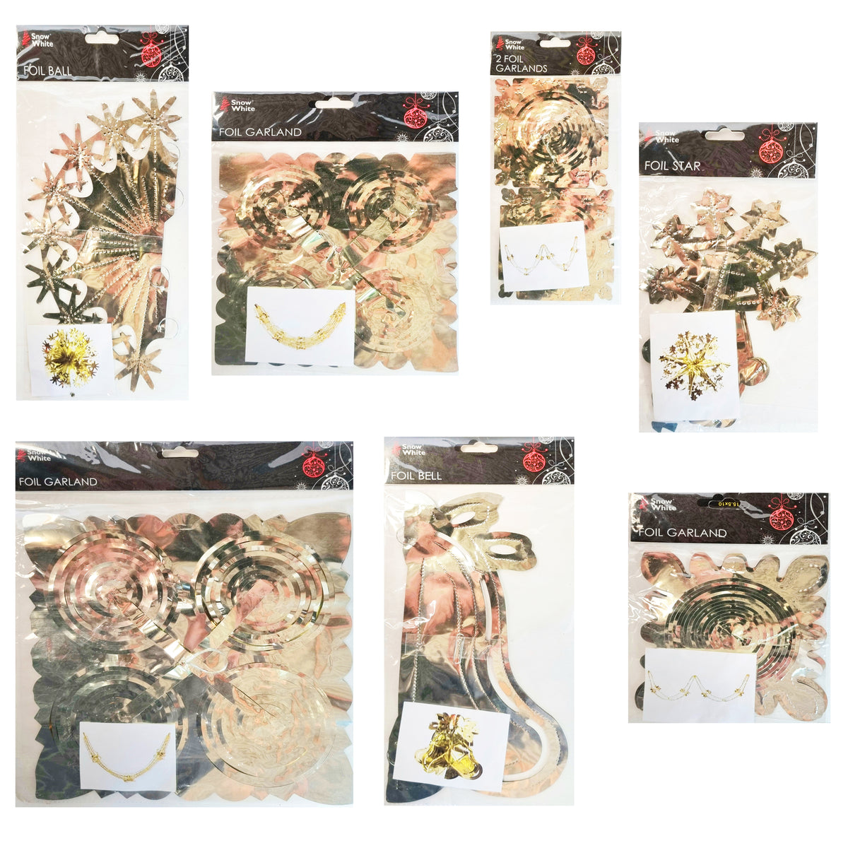 Gold Foil Christmas Decorations Hanging Garland Xmas Decs Choose From 7 Designs