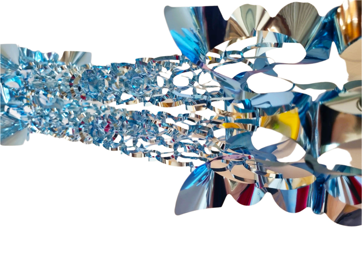 Blue Silver Foil Christmas Decorations Hanging Garland Xmas Decs Choose From 7 Designs