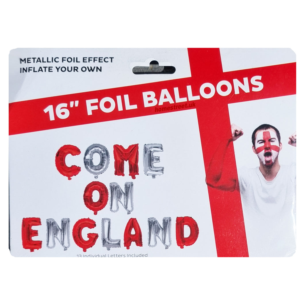 England Foil Balloons 'Come On England' St George Flag Individual Letters