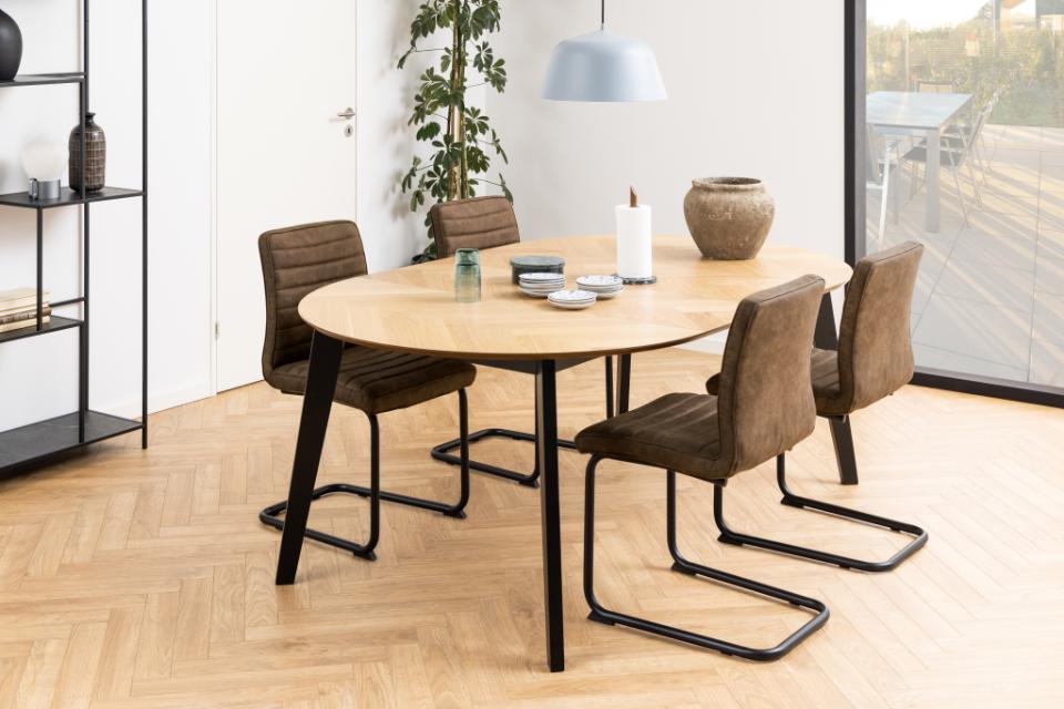 Georgetown Extending Oak Herringbone Rectangle Dining Table Round Oval 120/198x74.5 cm