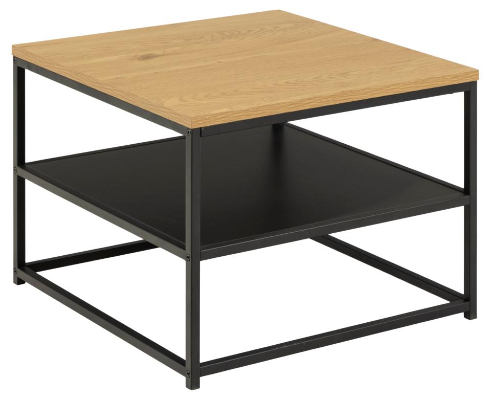 Gila Square Coffee Table With Black Shelf 55x55x42cm