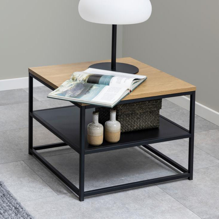Gila Square Coffee Table With Black Shelf 55x55x42cm