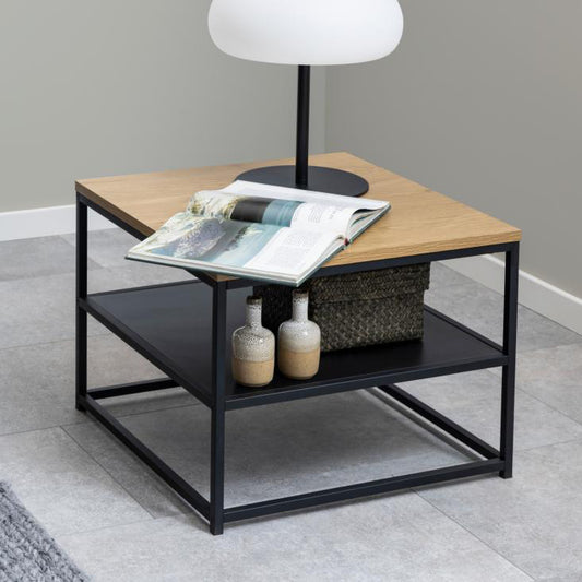 Gila Square Coffee Table With Black Shelf 55x55x42cm