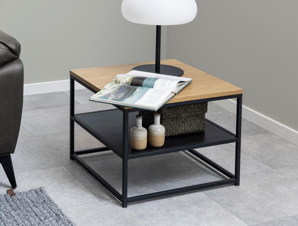 Gila Square Coffee Table With Black Shelf 55x55x42cm