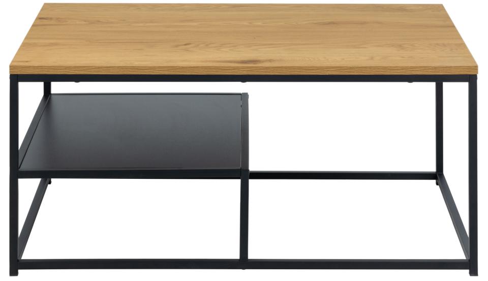 Gila Rectangle Coffee Table With Black Shelf And Metal Base 90 x 60cm