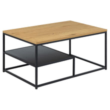 Load image into Gallery viewer, Gila Rectangle Coffee Table With Black Shelf And Metal Base 90 x 60cm
