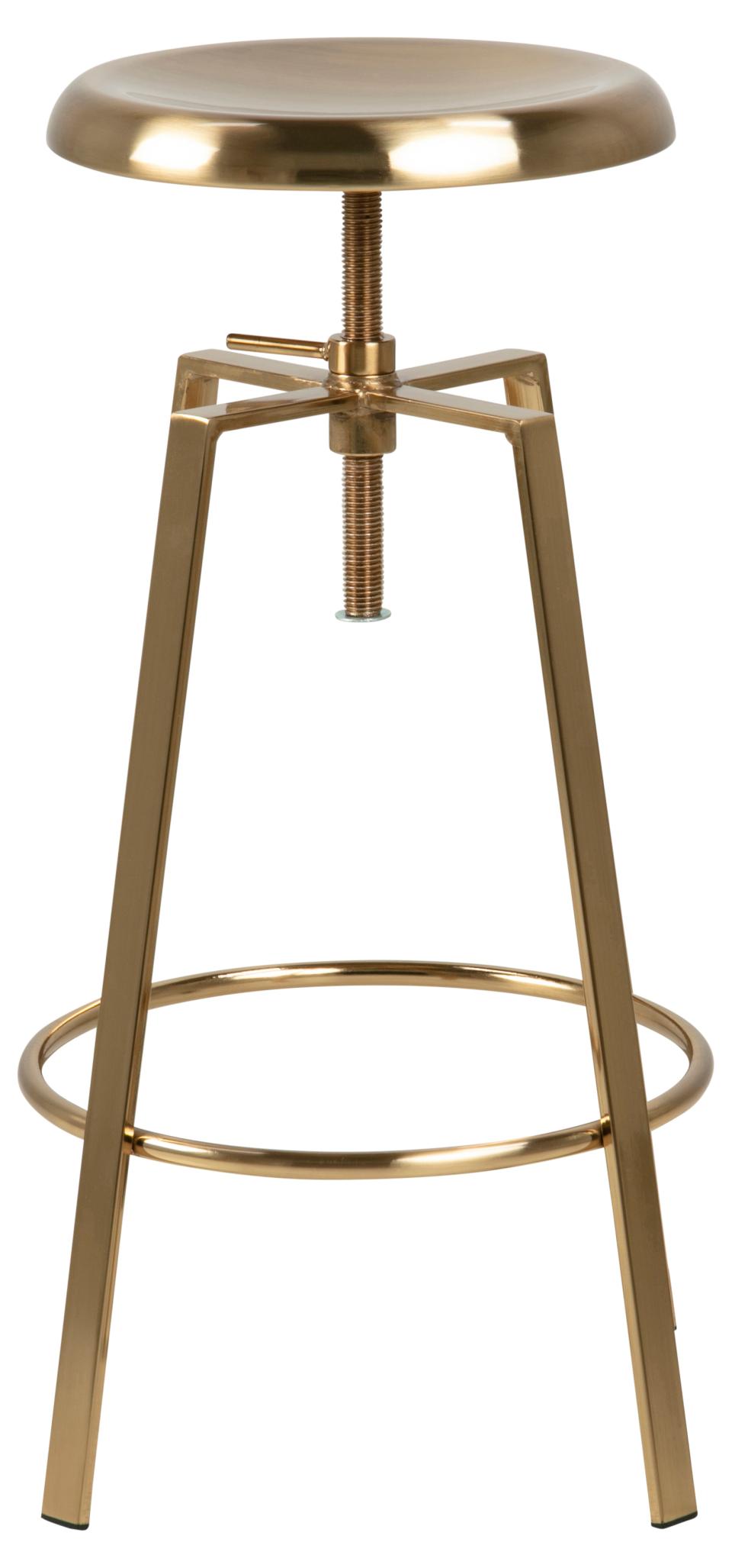 Golden Goose Designer Bar Stool Adjustable Height In Gold Brushed Steel