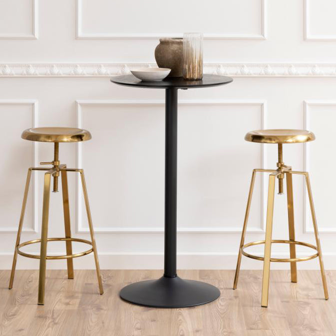 Golden Goose Designer Bar Stool Adjustable Height In Gold Brushed Steel