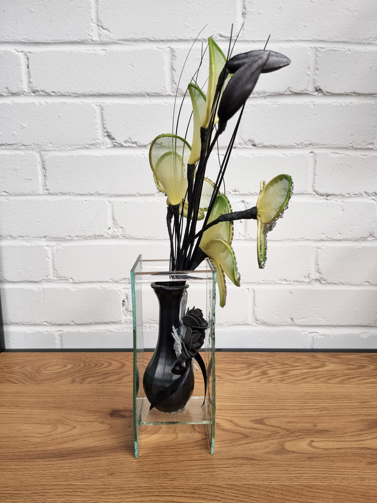 Gossamer Nylon Flower In A Mirrored Vase With Stunning Detail