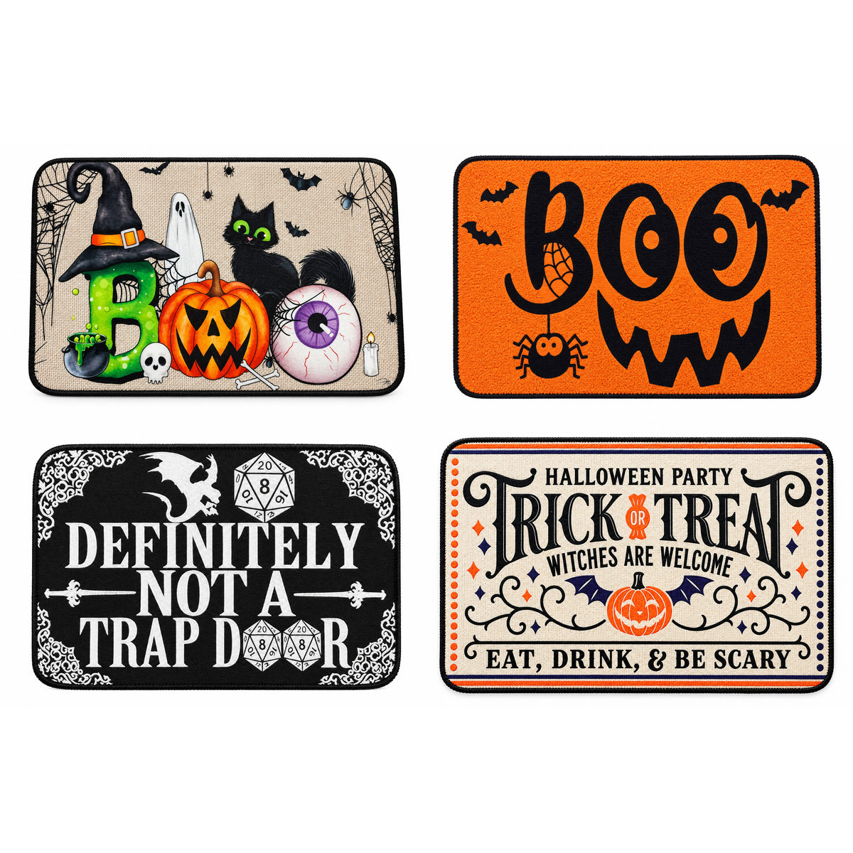 D&D theme 20D Black Door Mat Non Slip 59x40cm reads DEFINITELY NOT A TRAP DOOR