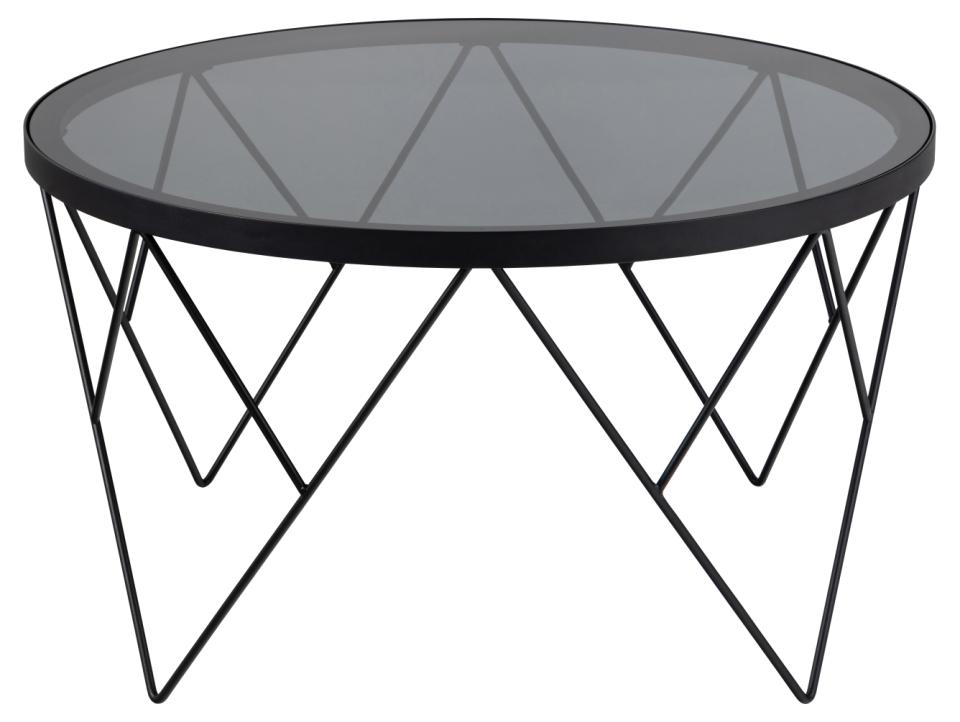 Halstow Round Coffee Table With Glass Top And Metal Base 80cm