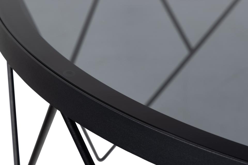 Halstow Round Coffee Table With Glass Top And Metal Base 80cm