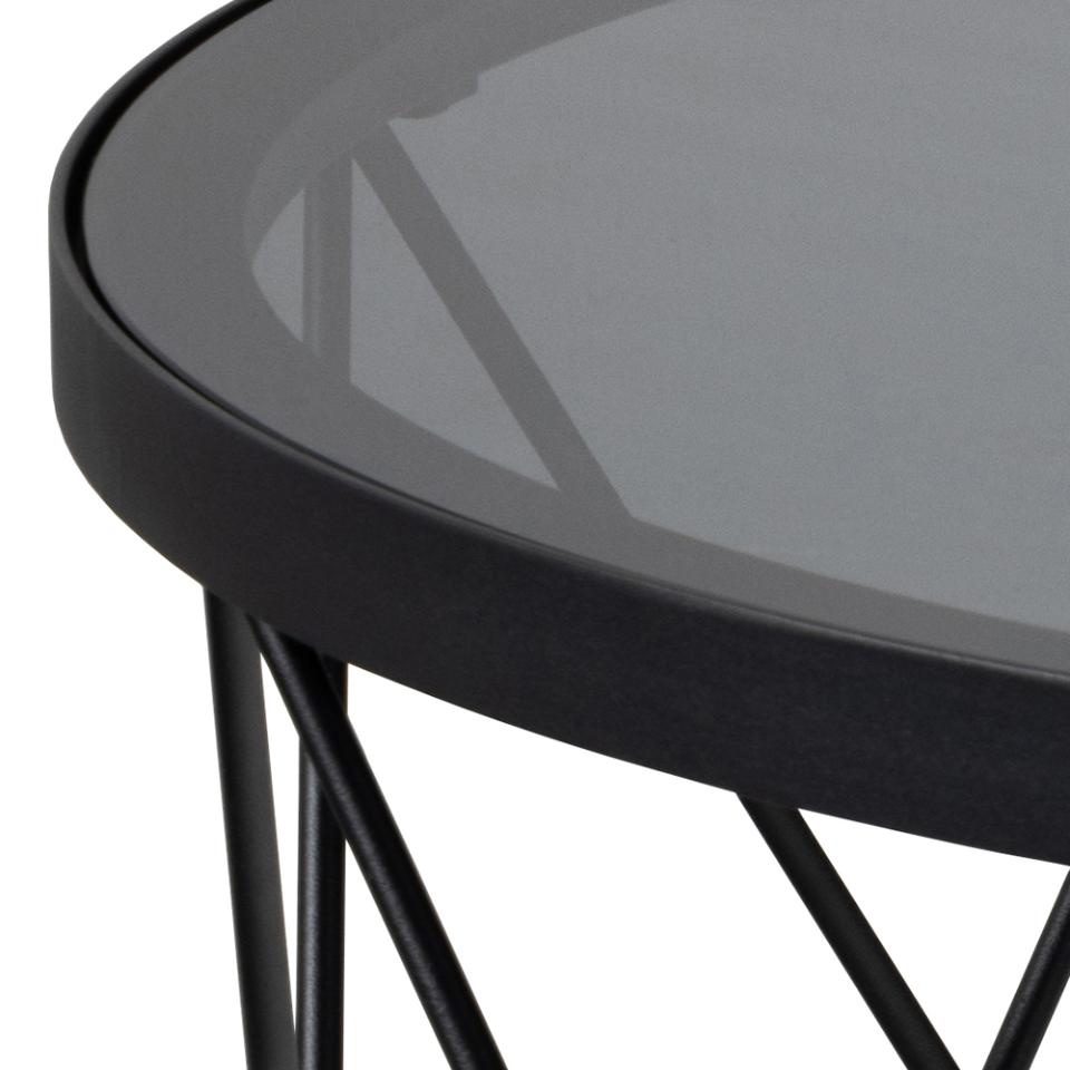 Halstow Round Coffee Table With Glass Top And Metal Base 80cm